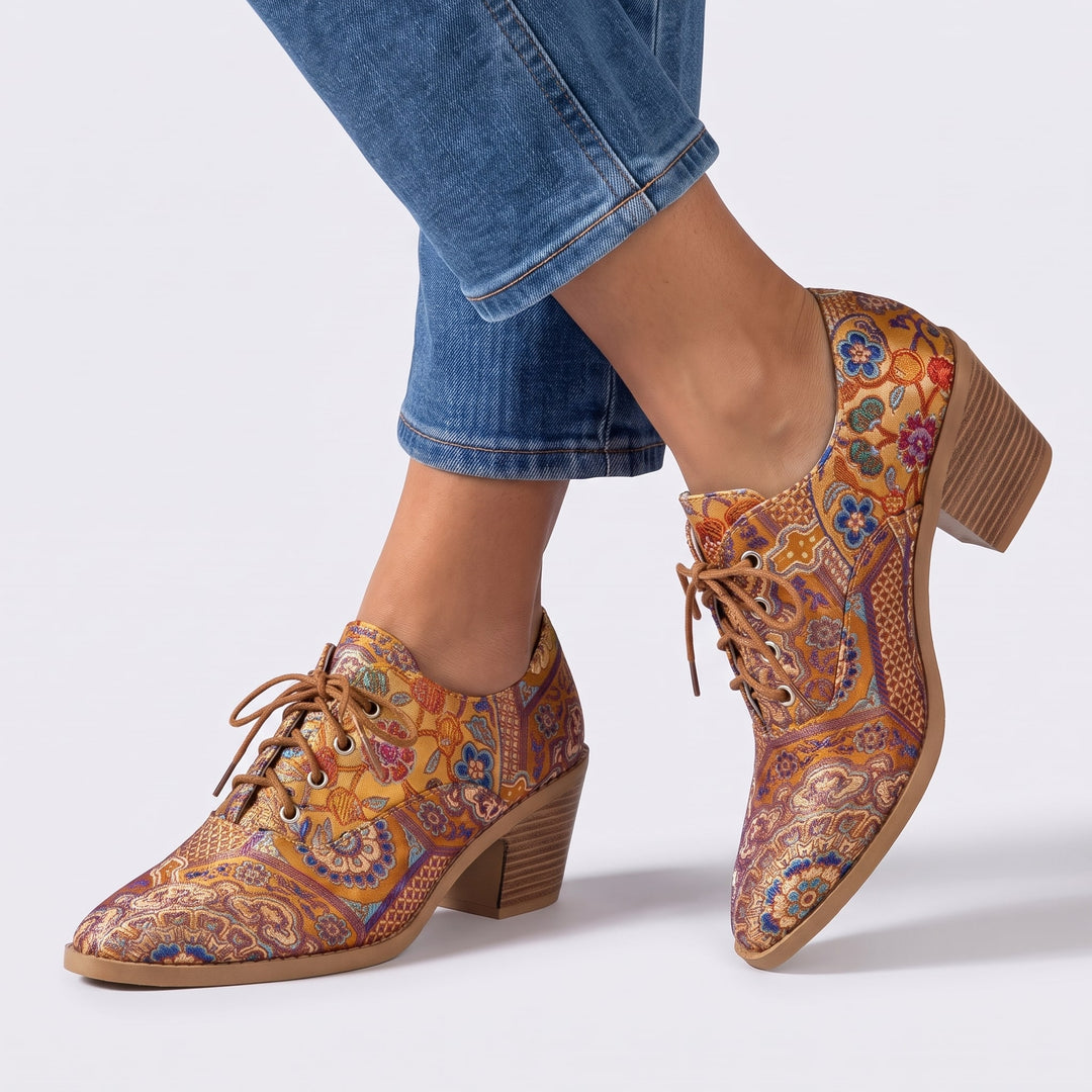 Paisley Heeled Oxfords