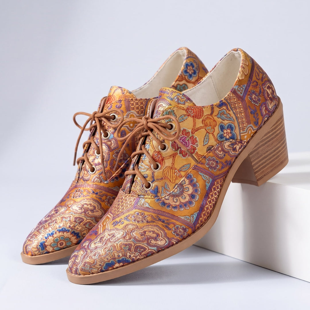 Paisley Heeled Oxfords