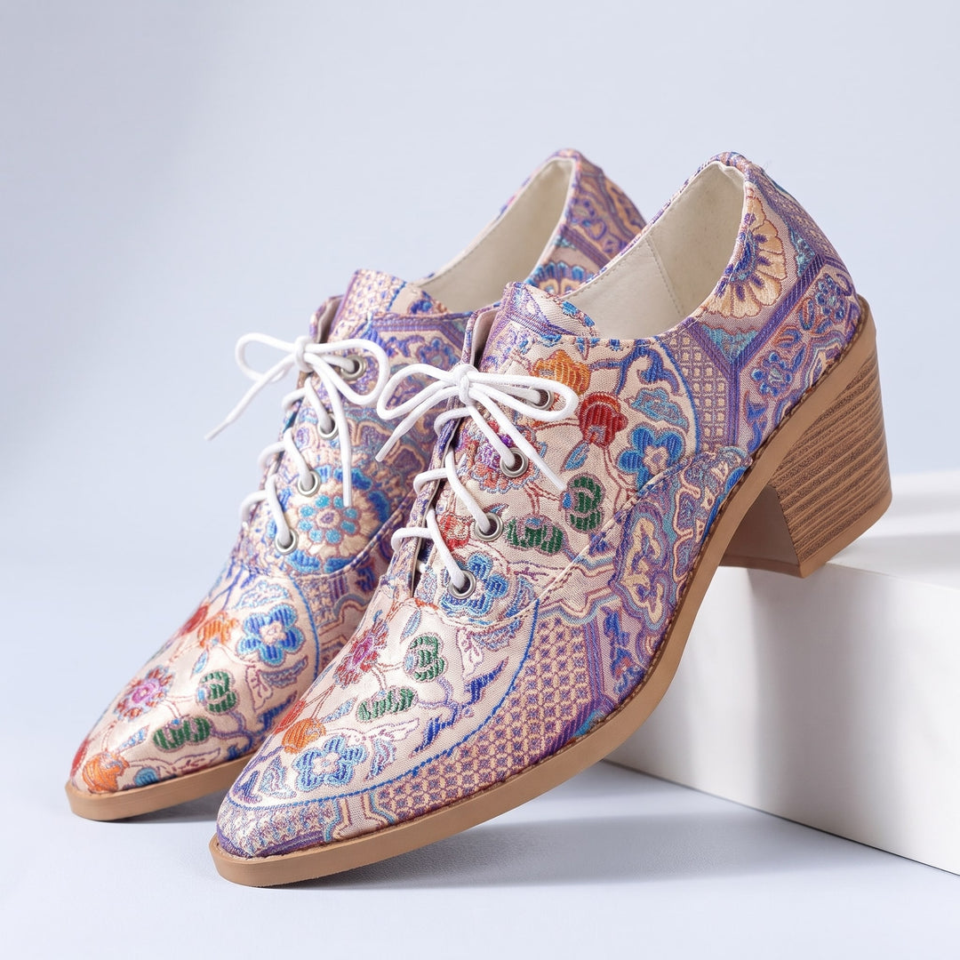 Paisley Heeled Oxfords